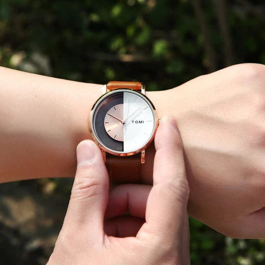 TOMI T-080 Unisex Watch Half Transparent Leather Strap